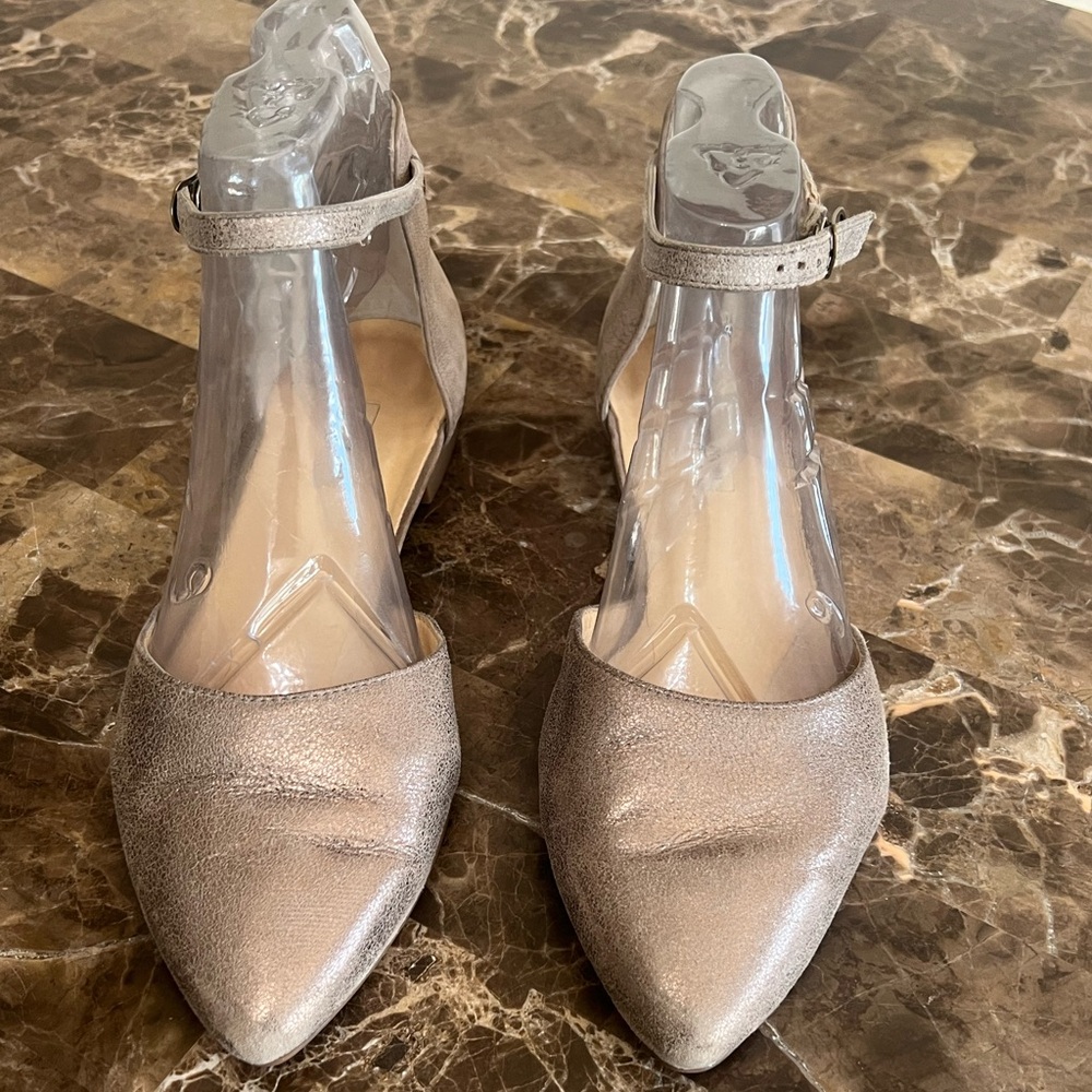 Paul Green Pointed Toe Ankle Strap Metallic Flats